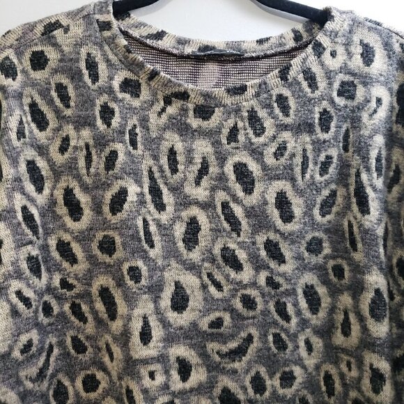Zara * Leopard Print Fleece Sweatshirt * Sz L - Picture 5 of 11